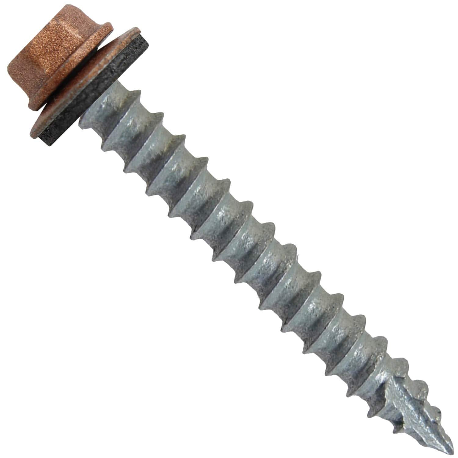 #14 Metal Roofing Screws: (500) Screws x 2' Copper Hex Head Sheet Metal Roof Screw. Self Starting/Tapping Metal to woodsheet Metal siding Screws with EPDM Washer. for Corrugated Roofing