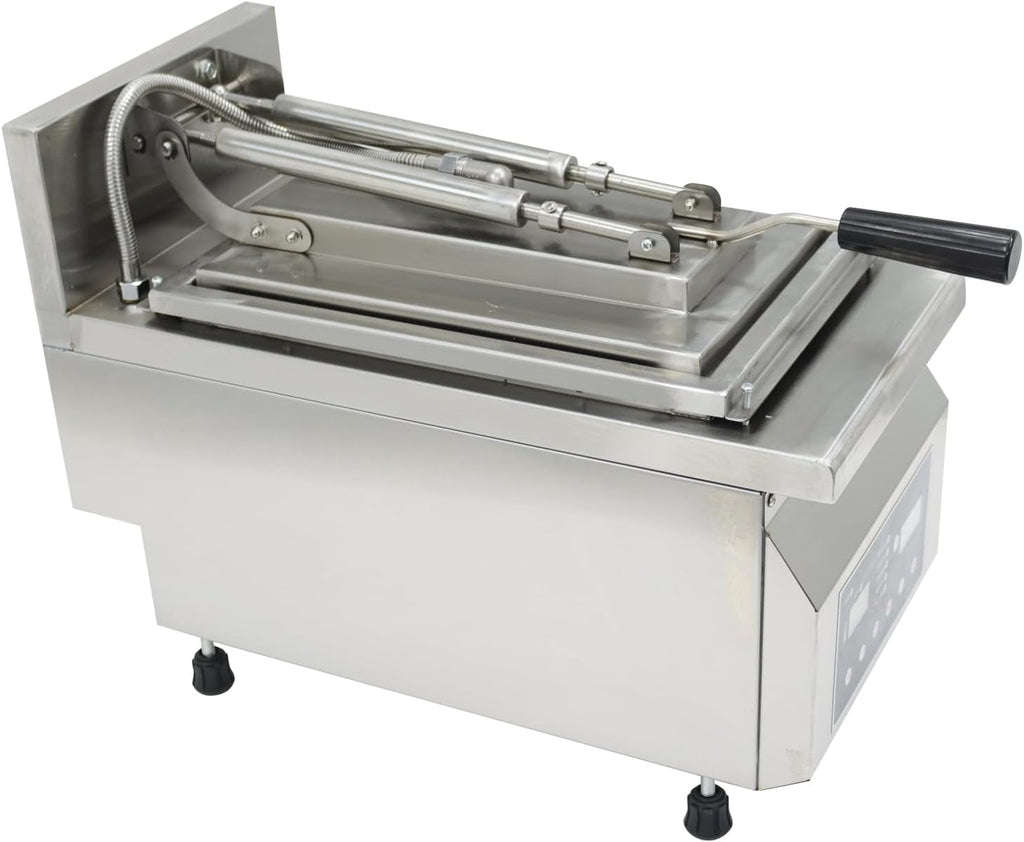 TECHTONGDA Dumpling Frying Machine, 220V Automatic Single Head Fried Dumpling Machine, Pot Paste Electric Baking Pan, Automatic Water Spray, Pancake Maker, Inner Pot Size 12.6 x 8.5 x 2 Inch, 3200W