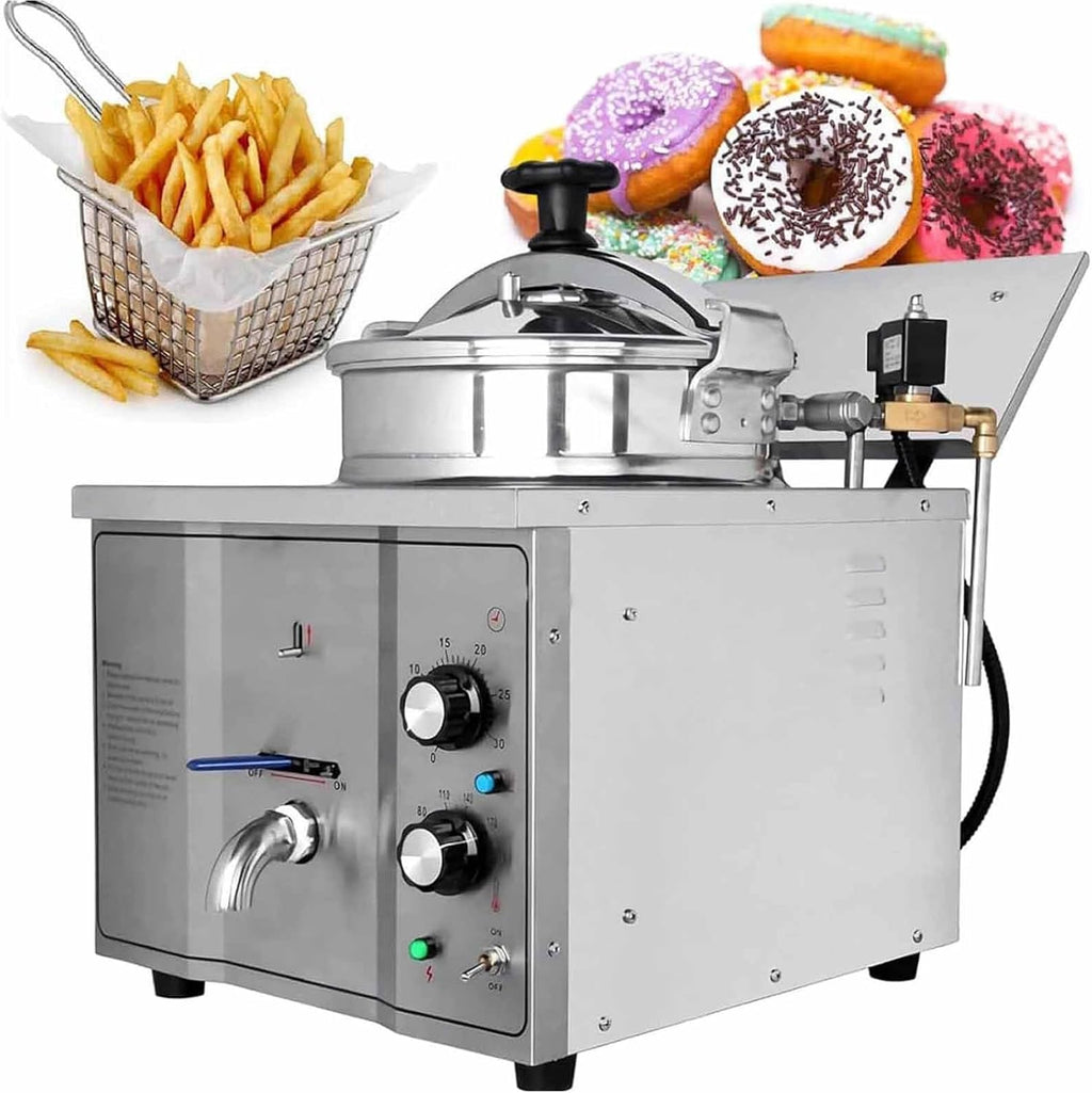High Pressure Fryer, 3000W Commercial Countertop Electric Fried Chicken Machine, Stainless Steel Deep Frying Appliance