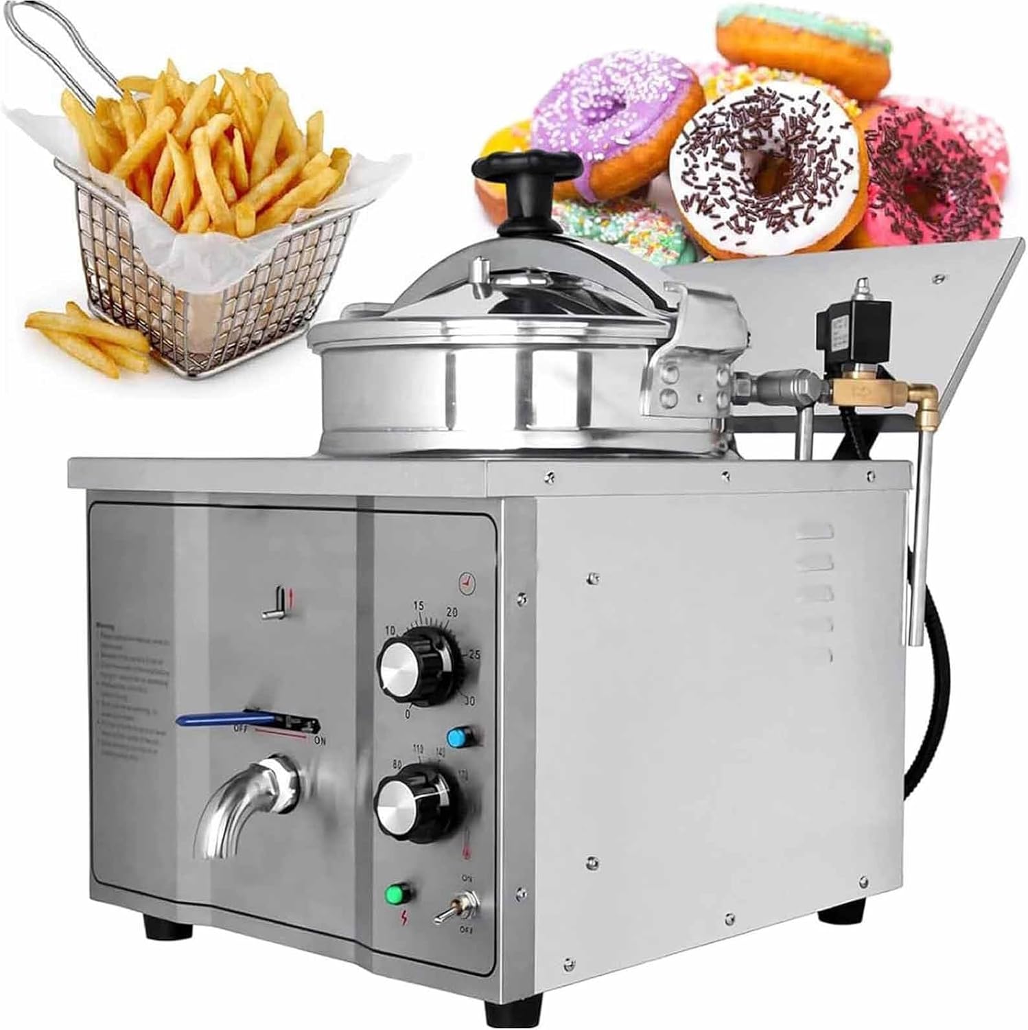 High Pressure Fryer, 3000W Commercial Countertop Electric Fried Chicken Machine, Stainless Steel Deep Frying Appliance