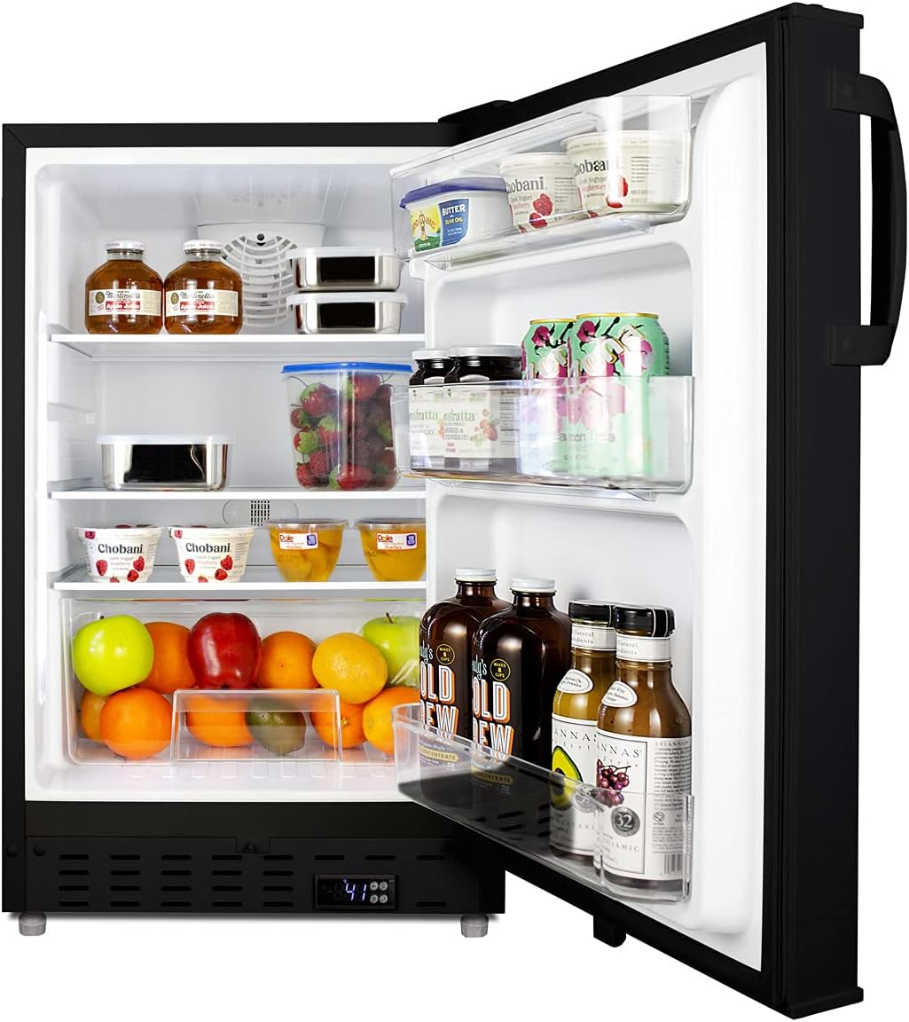 Summit Appliance ALR47B Built-in Undercounter ADA Compliant Residential All-Refrigerator in Black with Door Storage, Interior Light, Open Door Alarm, Adjustable Thermostat and Automatic Defrost