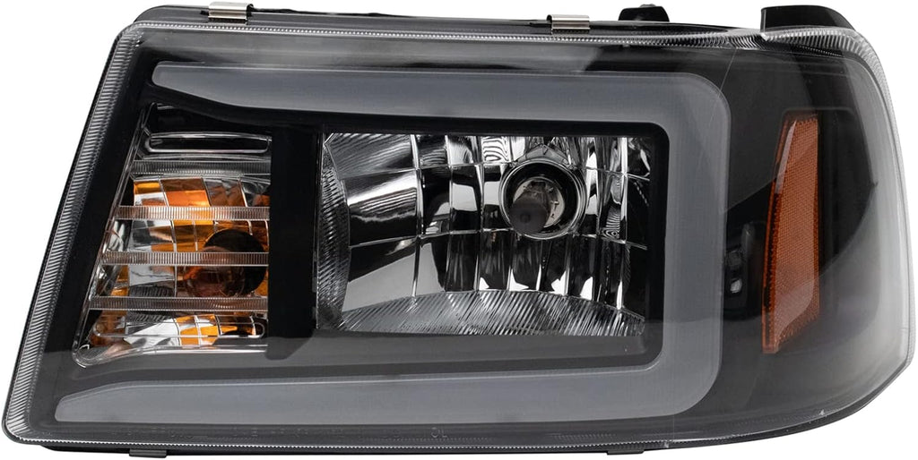 TRQ Performance Driver and Passenger Side Headlight Assembly Set Black Housing Clear Lens Compatible with 01-11 Ford Ranger