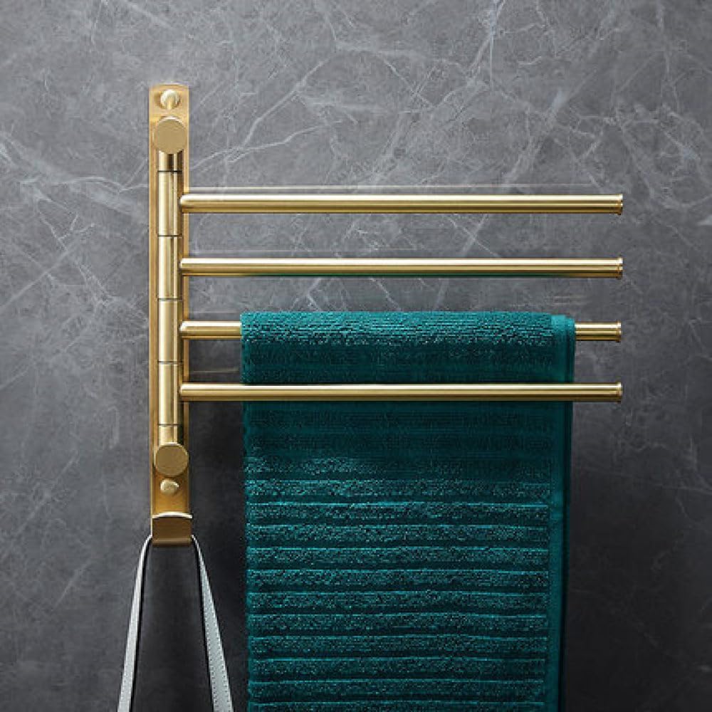 Bathroom Accessories Bathroom Shelf Towel Rack Paper Holder Toilet Brush Holder Towel Ranger Brushed Gold Brass Bath Hardware,Four Bars