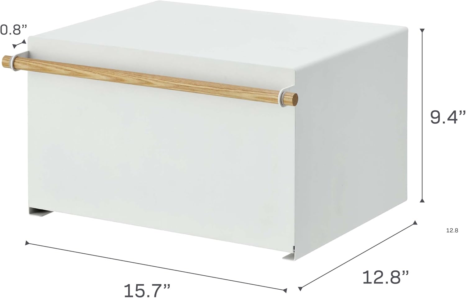 YAMAZAKI Home Modern Bread Box – Steel + Wood Countertop Bread Storage Container, Large White Bread Box for Kitchen Countertop, Space-Saving Bread Keeper, Easy Access Lid
