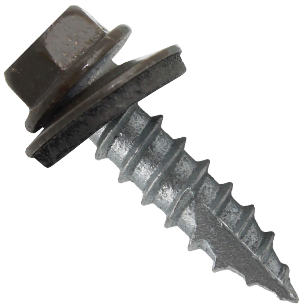 #14 Metal Roofing Screws: (1000) Screws x 1' Antique Bronze Hex Head Sheet Metal Roof Screw. Self Starting/Tapping Metal to Wood Sheet Metal Screws with EPDM Washer. for Corrugated Roofing