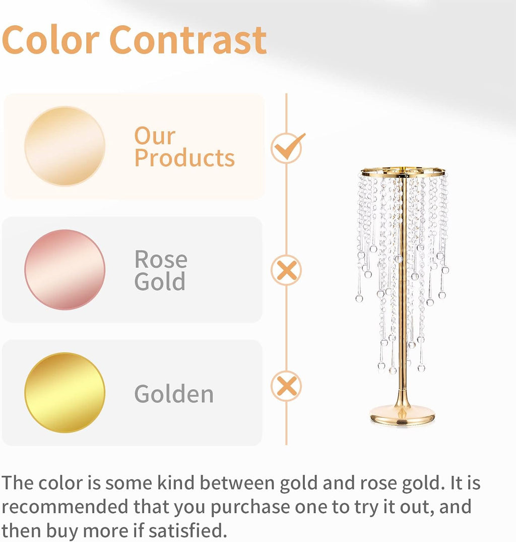 NUPTIO Gold Vases for Centerpieces Wedding - 10 Pcs 21.7in Tall Vase Centerpieces for Tables - Chandelier Flower Stand Bulk