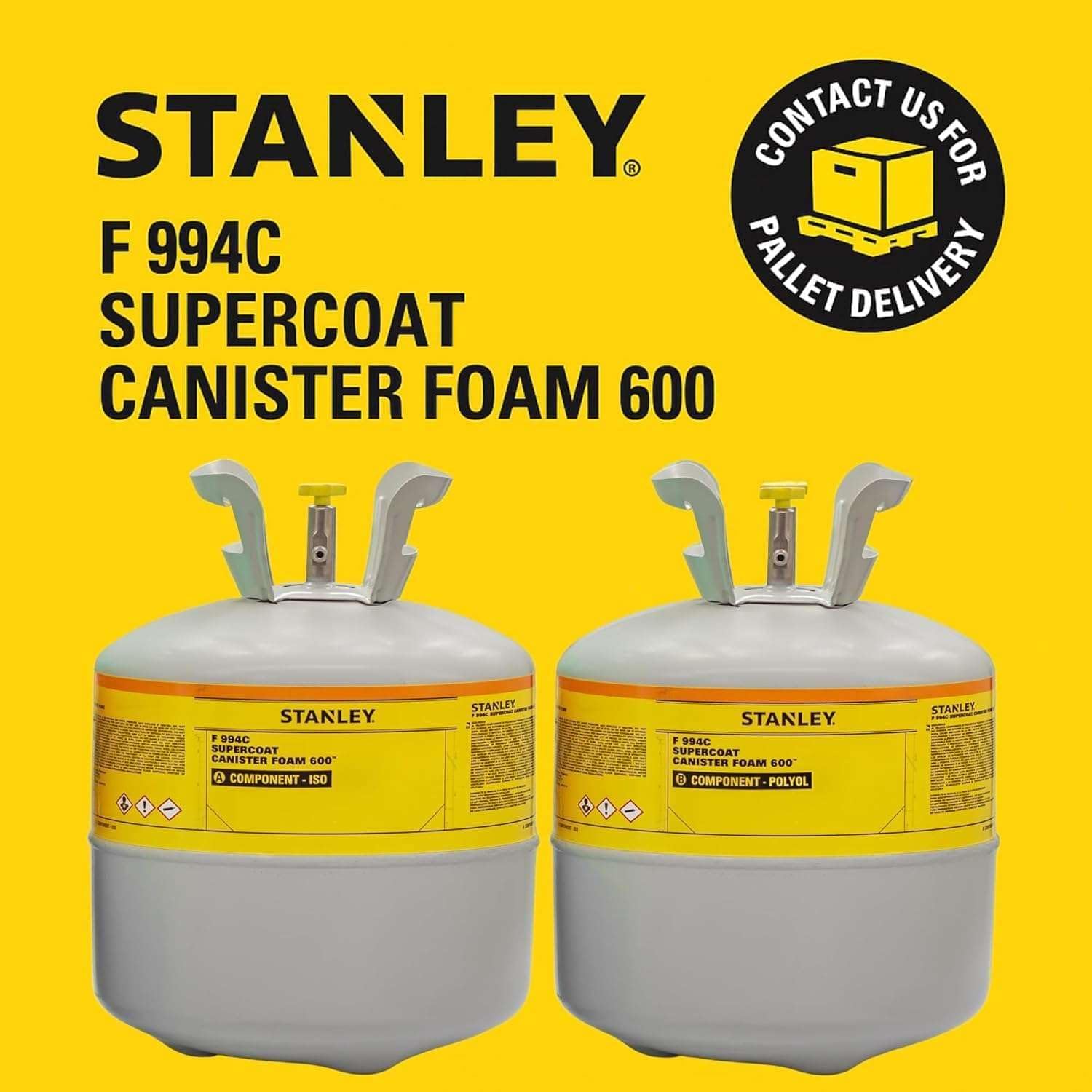 STANLEY F 994C Supercoat Canister Spray Foam Insulation Kit (600 Board Feet) - Class A Fire Rated Closed Cell Two Component Foam Sealant for Wall, Attic, Garage & Crawl Space | Includes Gun & Hose