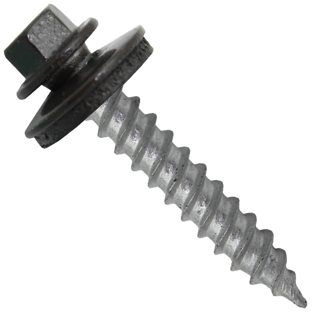 Metal Roofing Screw: (250) 12 x 1-1/2' Dark Bronze Hex Sheet Metal Roof Screw. Sharp Point Metal to Wood siding Screws. 5/8' EPDM Washer.