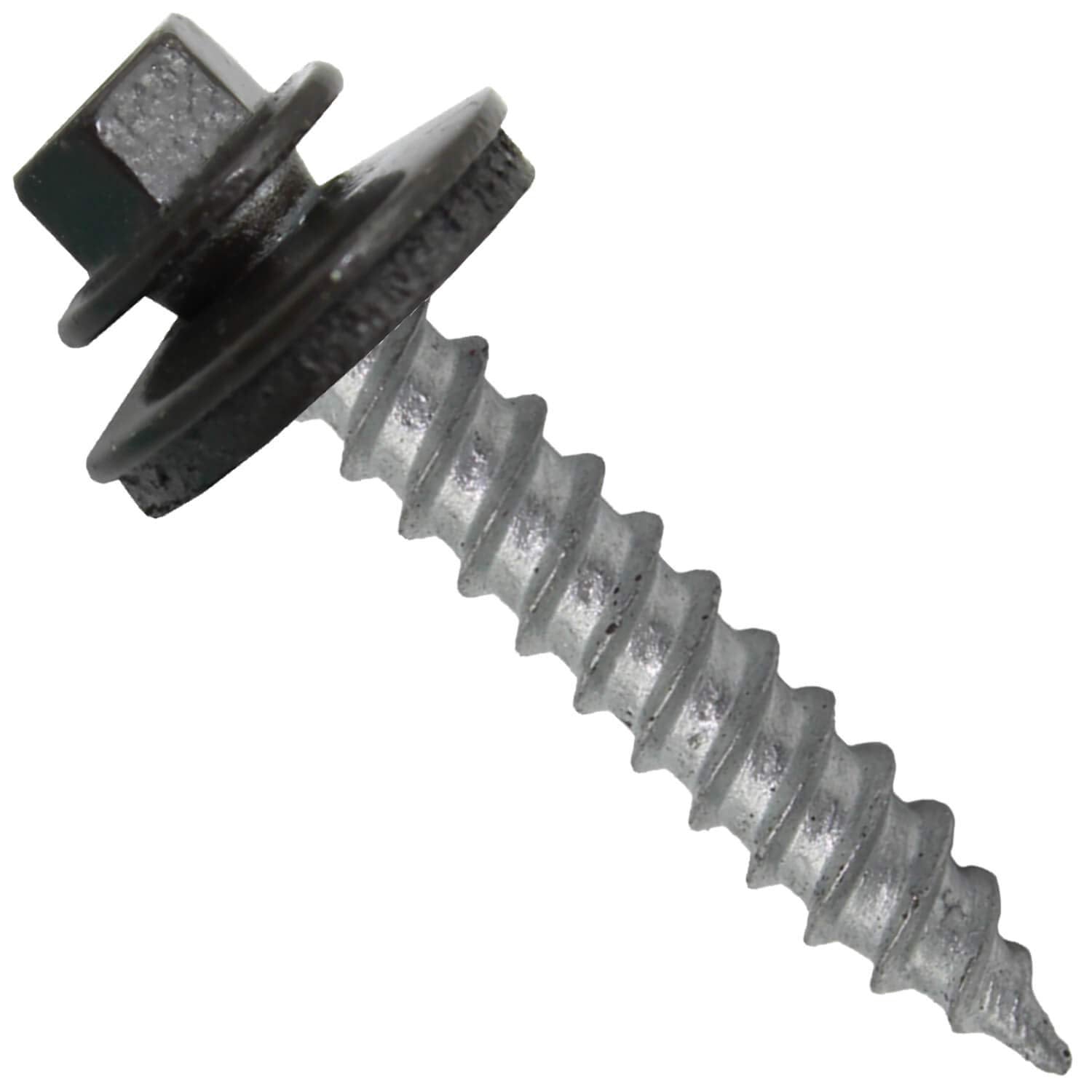 Metal Roofing Screw: (250) 12 x 1-1/2' Dark Bronze Hex Sheet Metal Roof Screw. Sharp Point Metal to Wood siding Screws. 5/8' EPDM Washer.