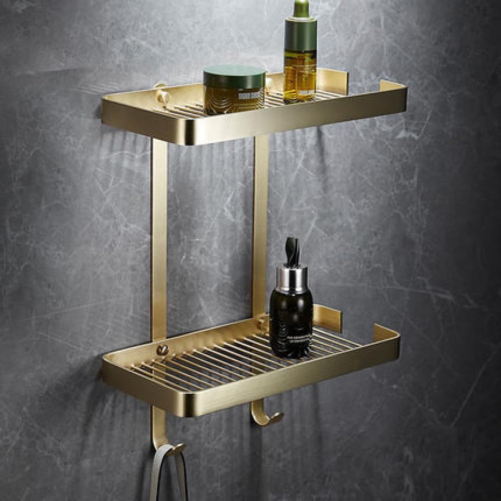 Bathroom Accessories Bathroom Shelf Towel Rack Paper Holder Toilet Brush Holder Towel Ranger Brushed Gold Brass Bath Hardware,Bathroom Shelf C