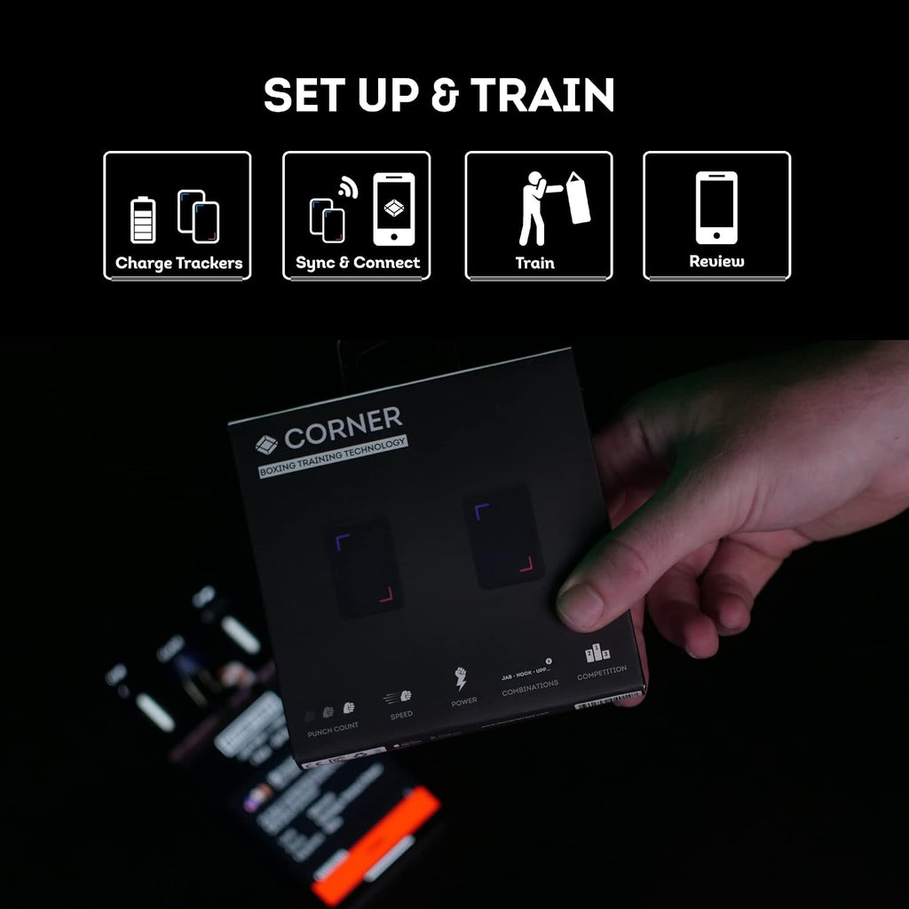 Corner Boxing Smart Punch Trackers - Measure Accurate Punch Count, Speed & Power Performance in Real Time – Stay Motivated at Home & in The Gym - Bluetooth Compatible with iOS & Android