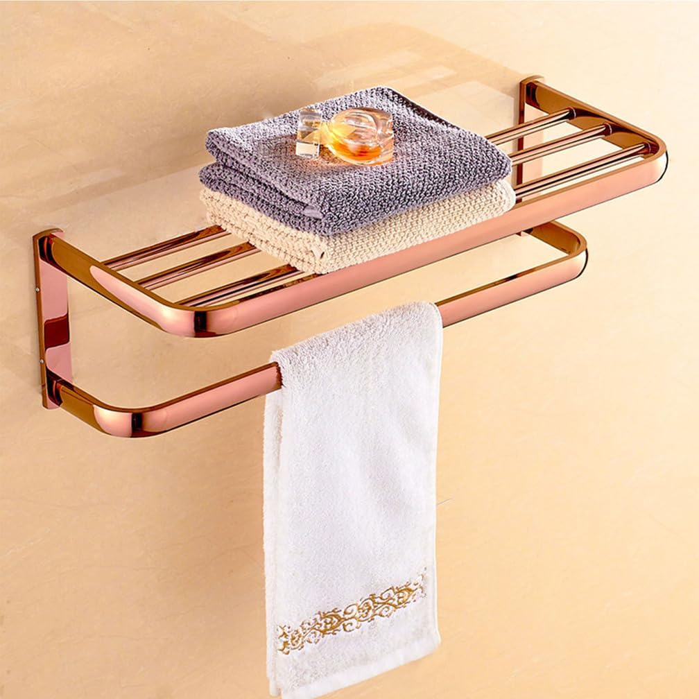 Bathroom Accessories Set,Towel Rack Set,Rose Gold Brass Bath Towel Rack Set Bathroom Towel Rack Toilet Wall Hanging Bathroom Pendant Towel Stand Bathroom Hardware,Bath Towel Rack