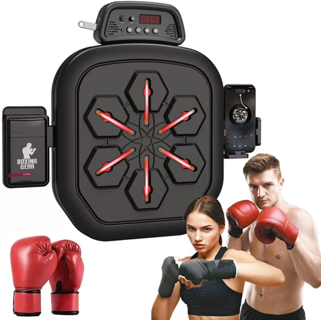 Music Punching, Music Boxing Machine, Can Connec Smart Music Boxing Machine Wall Mounted with Boxing Gloves for Amateur Home Workout Stress Release Boxing Game
