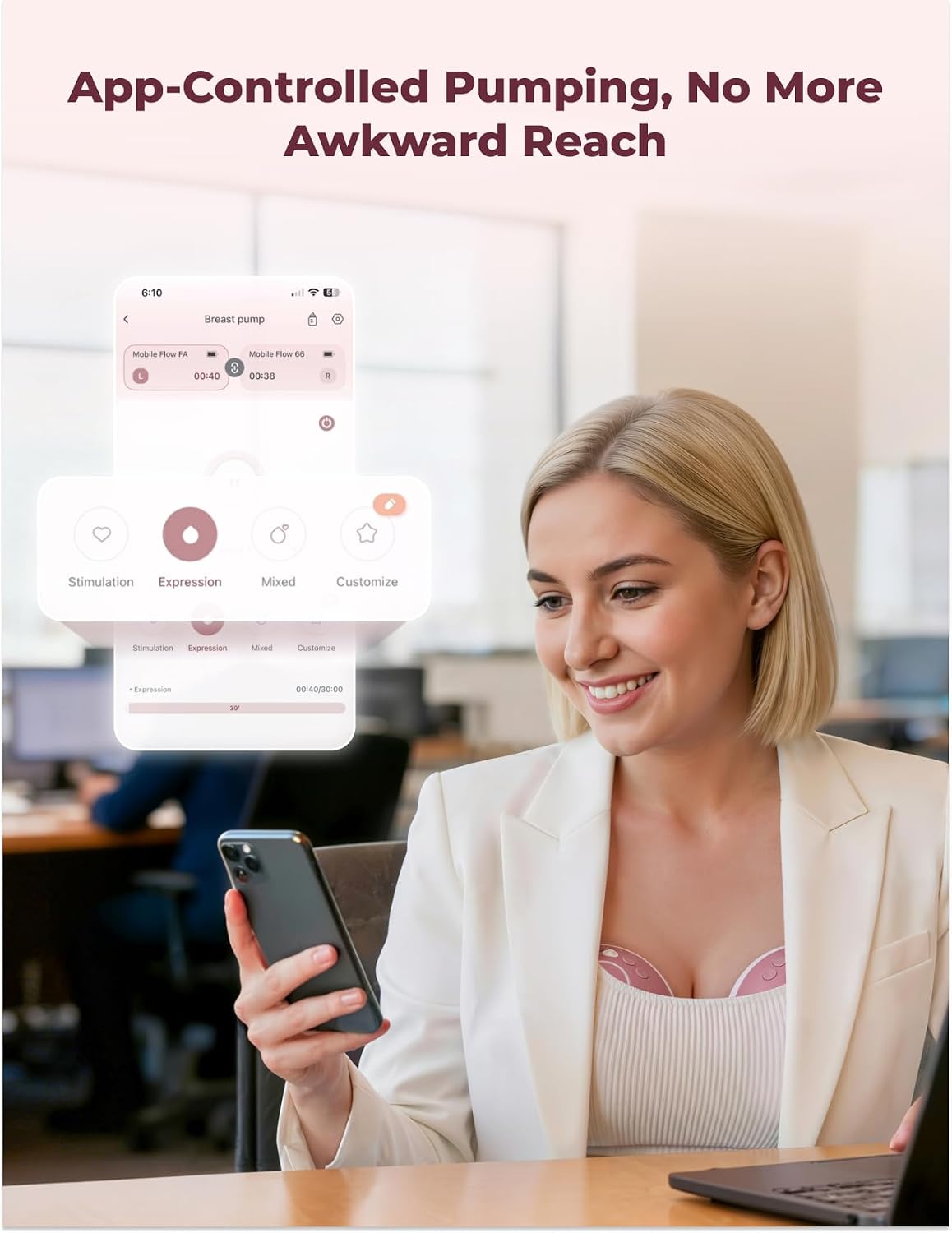 Momcozy Breast Pump Hands Free Upgraded Mobile Flow | M9, App Discreet Control with Personalized Multi-Modes & 15 Levels, Wearable Breast Pump 24mm, 1 Pack Gray