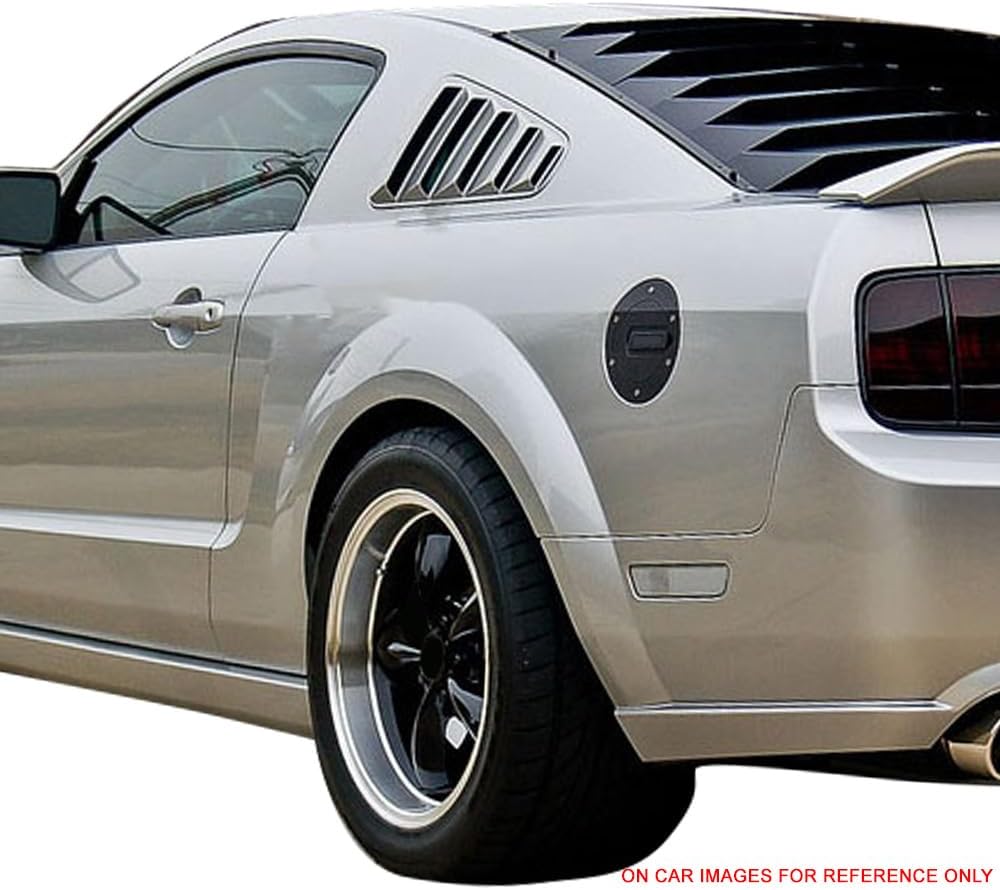 Pre Painted Window Delete Panels Compatible with 2005-2009 Ford Mustang V6, Factory Style Windveil Blue Metallic #P3 ABS Plastic Sun Rain Shade Guard Wind Vent Air Deflector by IKON MOTORSPORTS