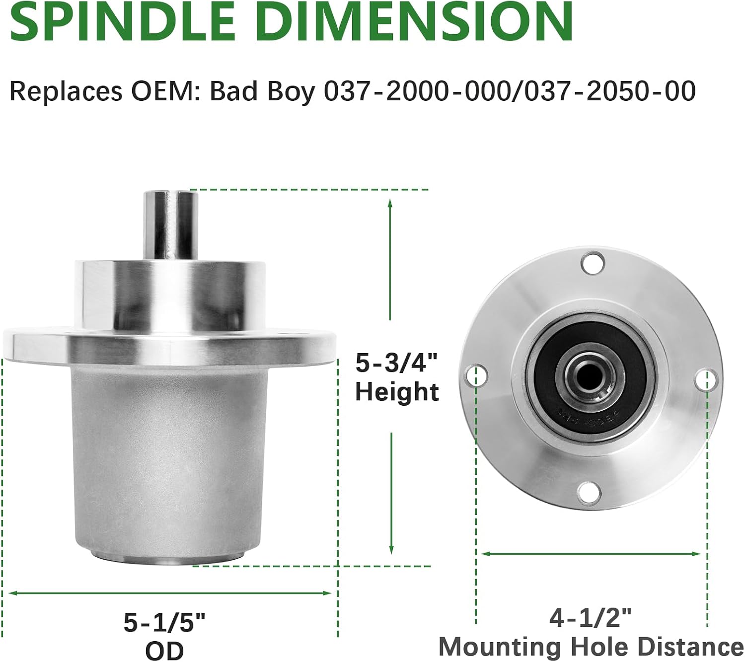 037-2000-00 037-2050-00 Spindle Assembly with 033-4890-00 Pulley Fit for 54 inch Bad Boy MZ MZ Magnum ZT Avenge Deck Lawn Mower (3 Pack)