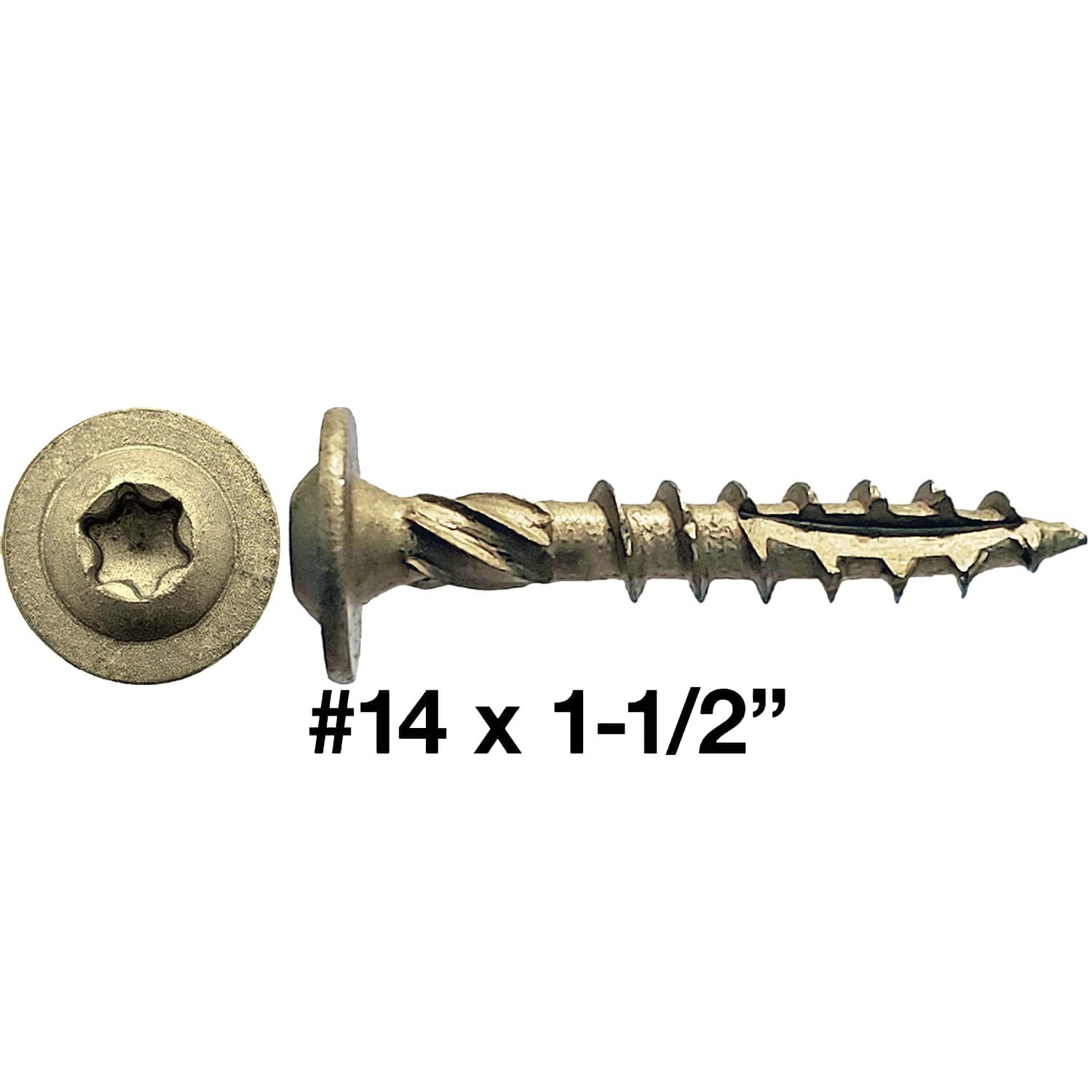 Jake Sales #14 x 1-1/2' Construction Lag Screw Torx/Star Drive Heavy Duty Structural Lag Screw Far Superior to Common Lag Screws (Full Box -2400 Screw Count) Modified Truss Washer Head