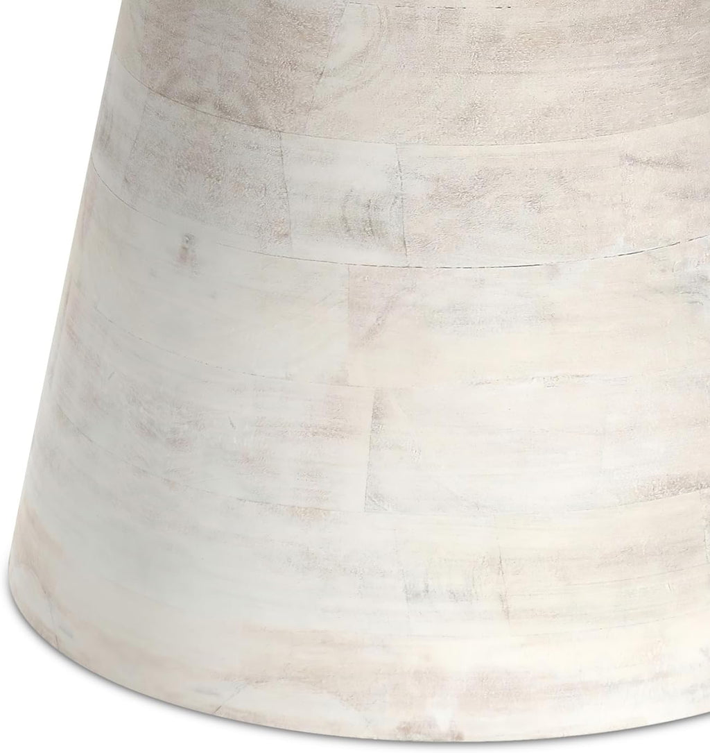 SIMPLIHOME Robbie Accent Table - 16 inch Wide Solid Mango Wood End Table in Distressed White Wash, Boho Contemporary Rustic Side Table for Living Room or Bedroom with Multipurpose Function, Assembled