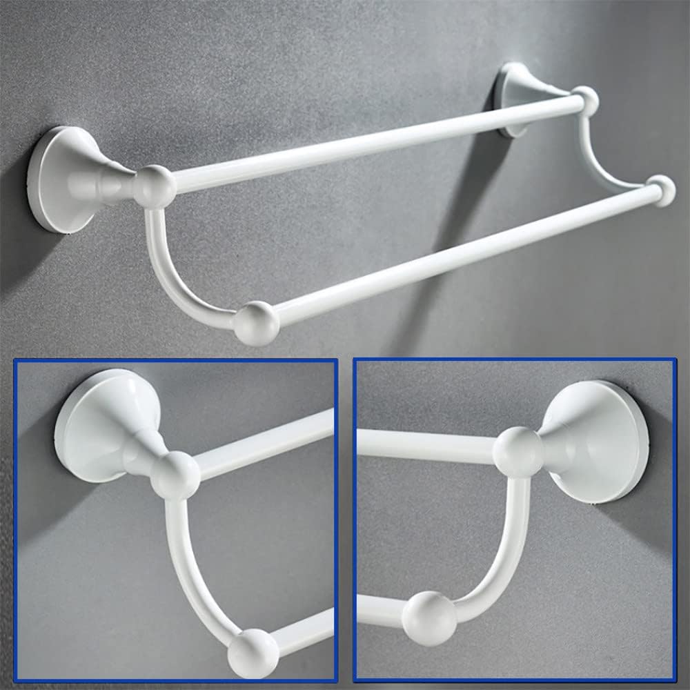 White Bathroom Hardware Accessories Brass Double Bath Towel Bar Toilet Brush Shelf Set WC Paper Roll Holder Shower Soap Dish,Double Towel Bar