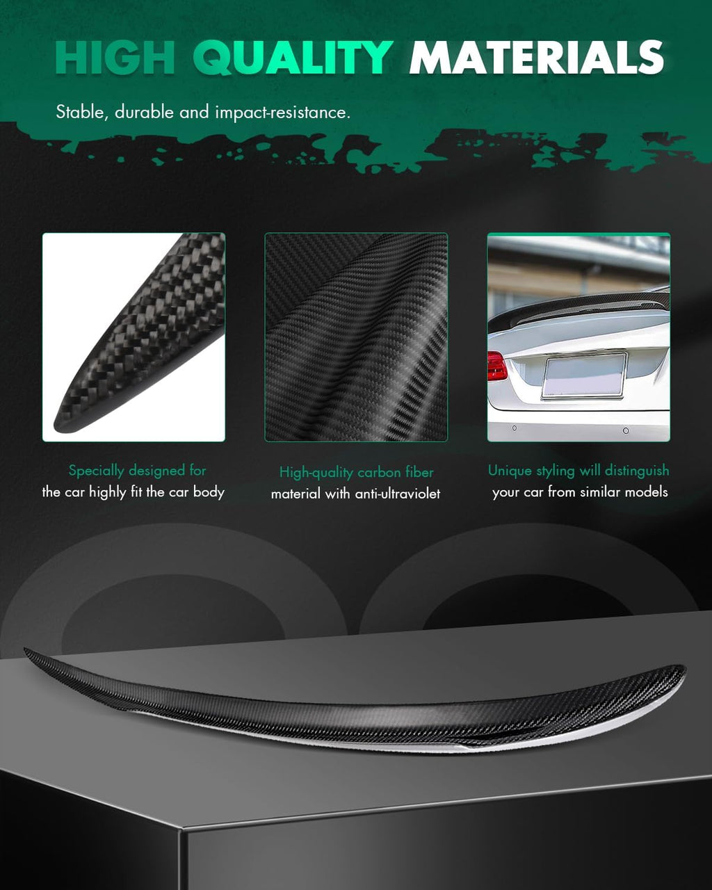 SCITOO Carbon Fiber Rear Spoiler Wing 2007-2013 fits for 2007-2013 for BMW 335xi/ 328xi/ 328i/ 328i Drive/ 335i/ 335i xDrive/ 335is/ M3