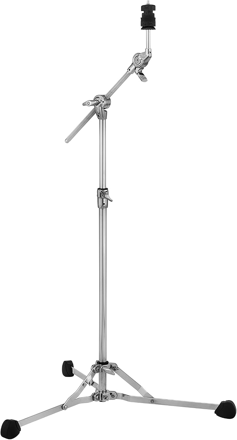Pearl BC150S Lightweight Flat-Based Cymbal Boom Stand featuring Convertible Tripod for Flush-Base or Standard Floor Mount, with Gearless UniLock Cymbal Tilter and Straight/Boom Tilting Arm for Classic, Vintage feel.