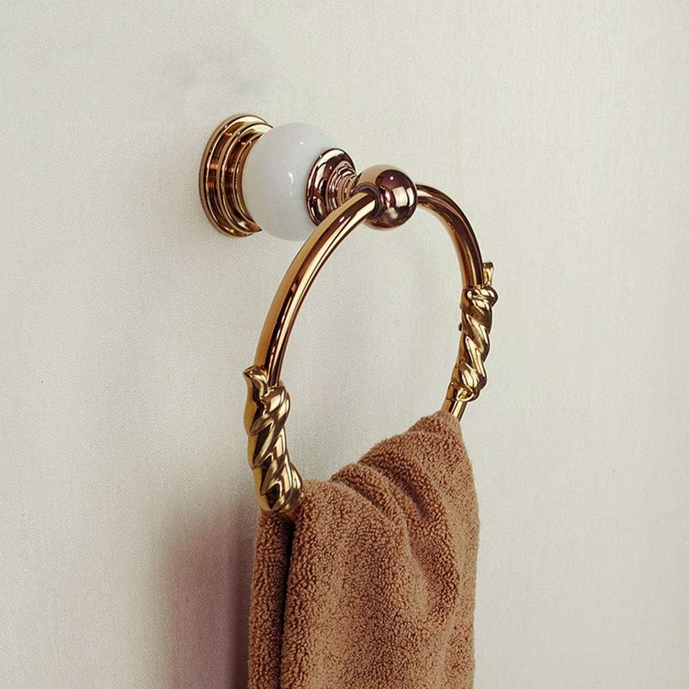 Towel Racks Bath Towel Ring Holder Wall Mounted Bathroom Brass Towel with Beautiful Jade Inlay,for Bathroom Storage