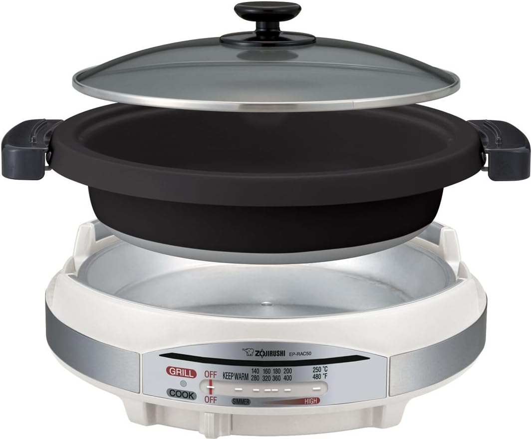 Zojirushi EP-RAC50 Gourmet d'Expert 1350-Watt Electric Skillet & Nishiki Medium Grain Rice, 80 Ounce