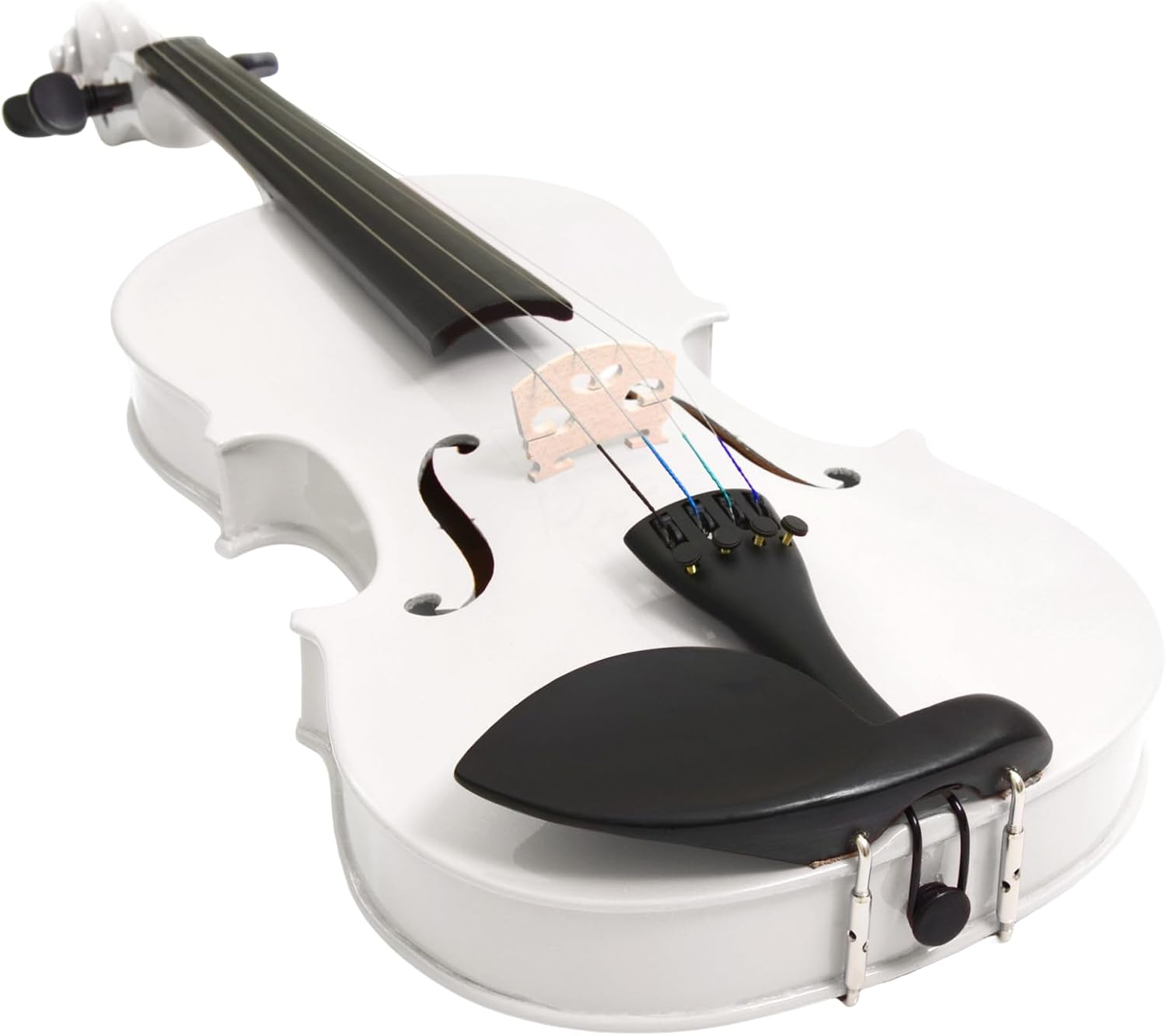 Mendini By Cecilio Violin 4/4 Full Size For Beginners - Fiddle Solidwood Kit with Hard Case - Acoustic Violins with Bow, Rosin, Tuner, Extra Strings & Bridge, Shoulder Rest and Lesson Book (White)