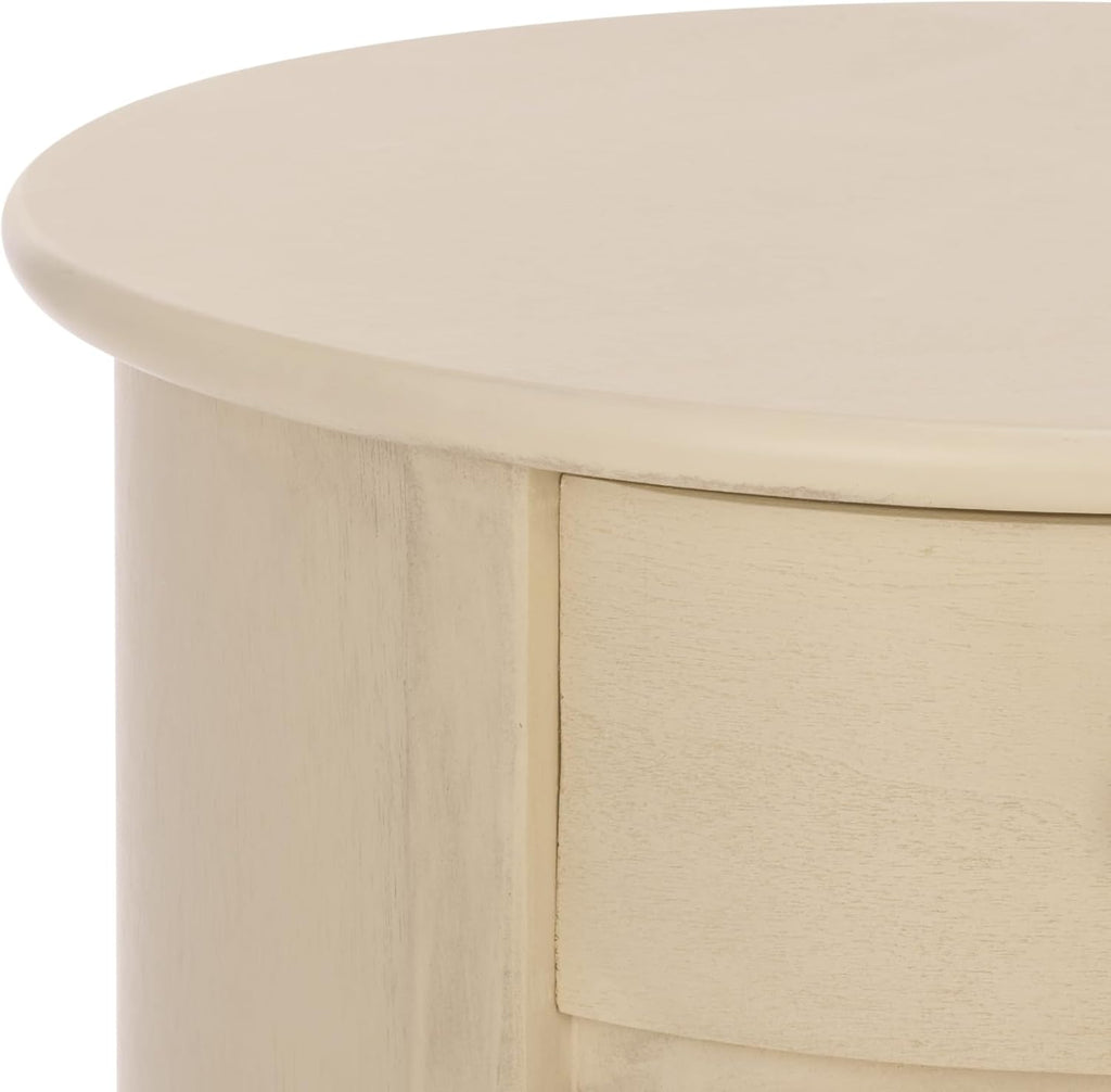 SAFAVIEH Furniture - Tabitha 1-Drawer Accent Table - Sand - Solid Wood - Farmhouse Storage Design - Ideal for Living Room, Entryway, Home Office, 17.7'W x 17.7'D x 26'H - Fully Assembled (AMH5712G)