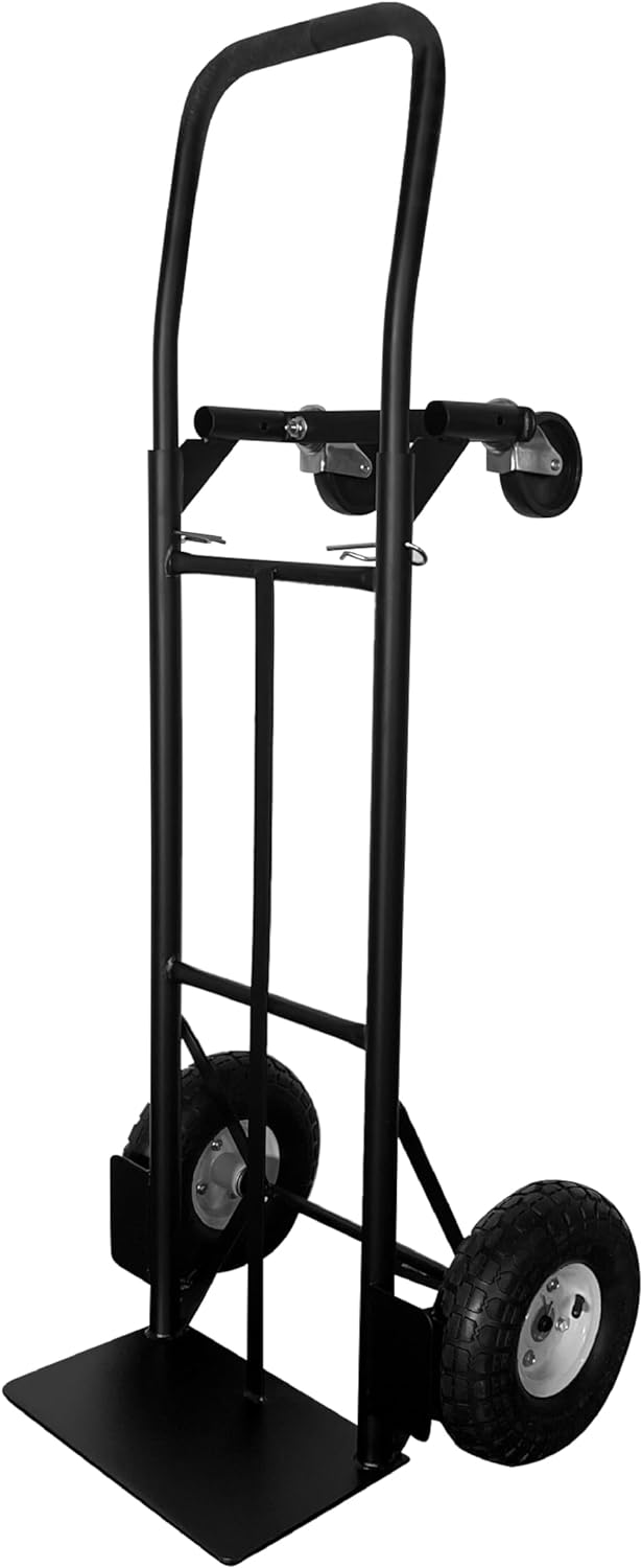 Olympia Tools 800 Lb Steel Convertible Hand Truck with 10' Pneumatic Wheels for Home and Office Use