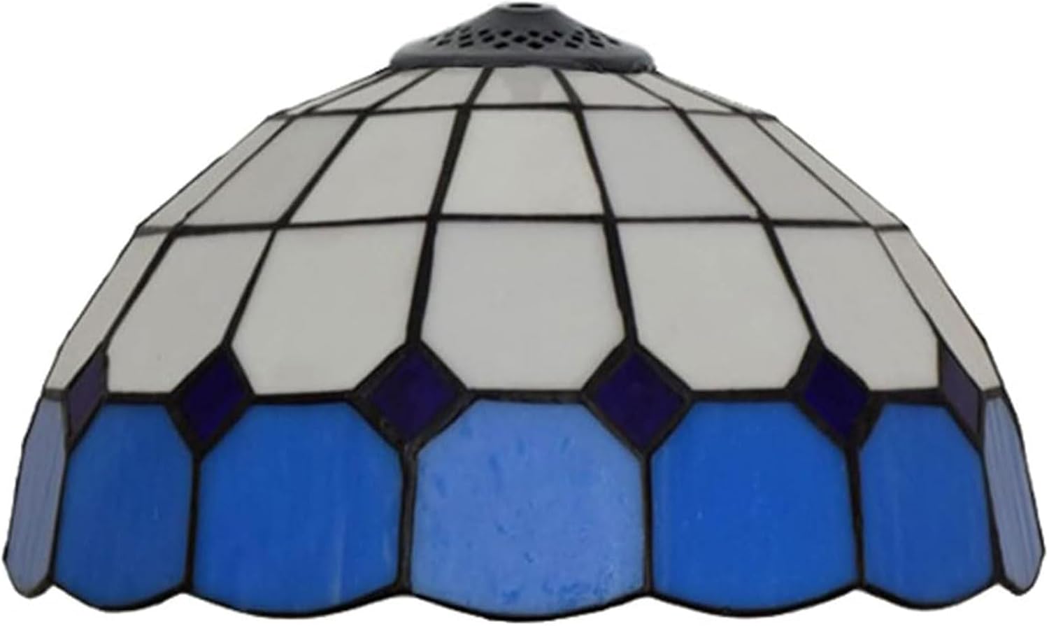 Tiffany Lamp Shade 12 Inch Wide Accessories Replacement Only Blue Green Yellow Stained Glass Lampshades Minimalistic Mediterranean Light Cover for Table Lamp Pendant Light Ceiling Fixture,Blue