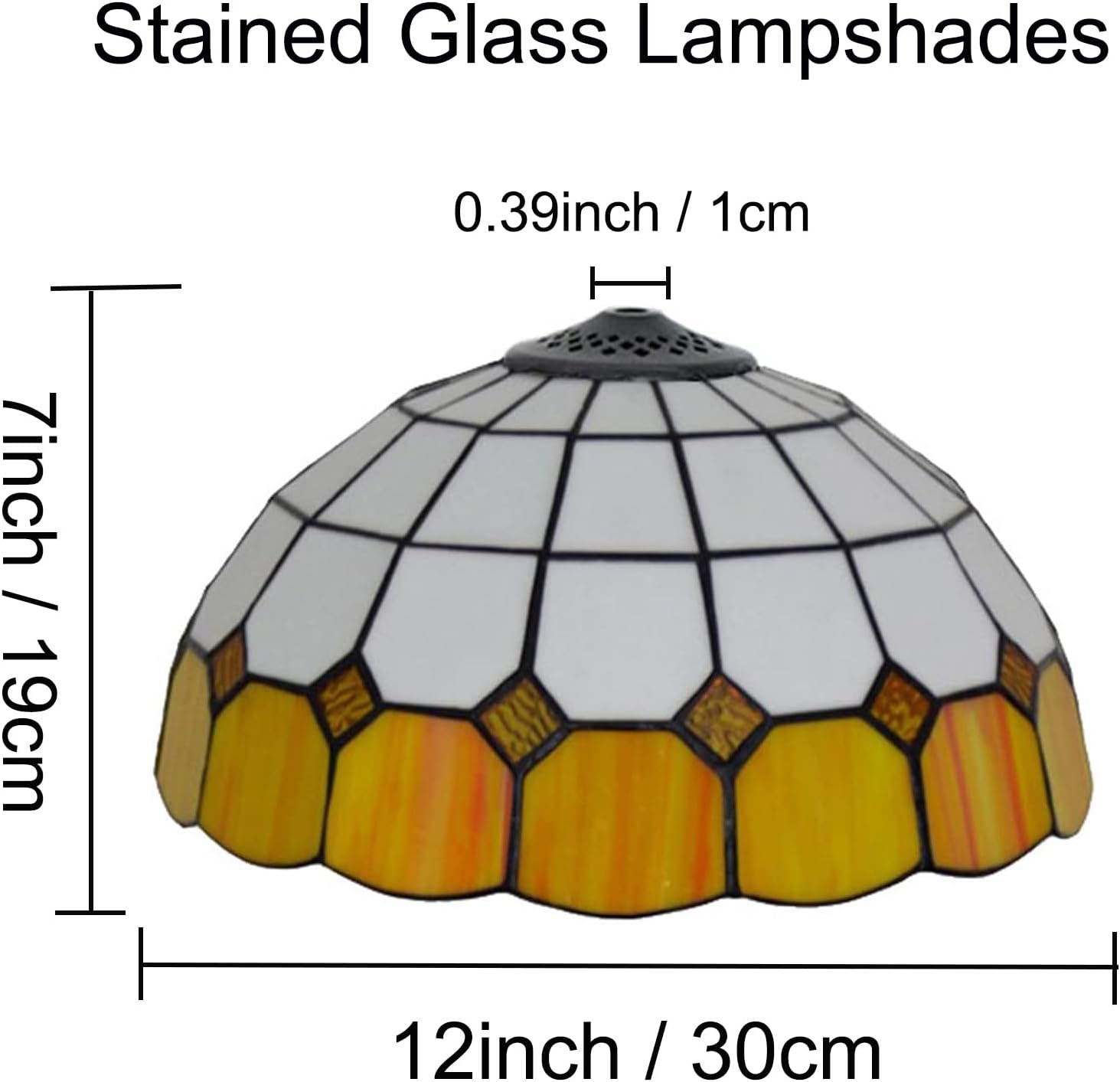 Tiffany Lamp Shade 12 Inch Wide Accessories Replacement Only Blue Green Yellow Stained Glass Lampshades Minimalistic Mediterranean Light Cover for Table Lamp Pendant Light Ceiling Fixture,Yellow