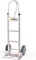 Heavy Duty Hand Truck with Vertical Loop Handle - Aluminum Dolly Cart for Moving - 500 Pound Capacity - 10' Rubber Wheels - 52.25' H x 17.5' W with 17.75' x 9.5' Diecast Nose Plate