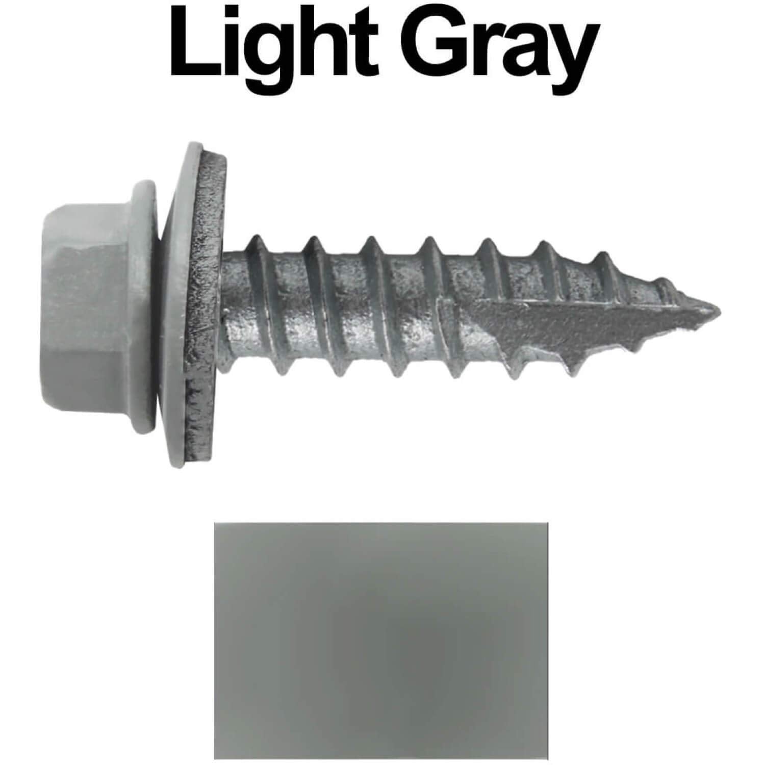 #14 Metal Roofing Screws: (1000) Screws x 1' Light Gray Hex Head Sheet Metal Roof Screw. Self Starting/Tapping Metal to woodsheet Metal Screws with EPDM Washer. for Corrugated Roofing