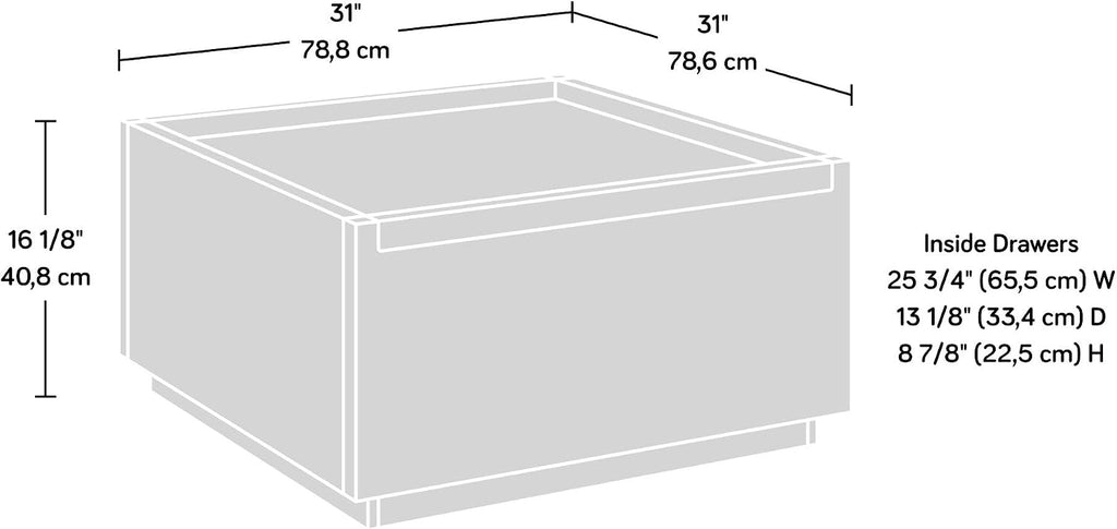 Sauder Manhattan Gate Coffee Table with Storage, Modern Coffee Table, Square Design - Sindoori Mango Finish