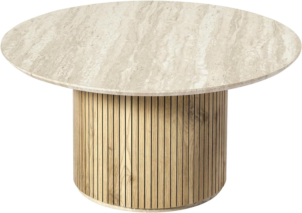 HULALA Home Round Coffee Table, Modern Wooden Coffee Table with Sturdy Base, Coffee Table for Living Room and Lounge Room, Lime