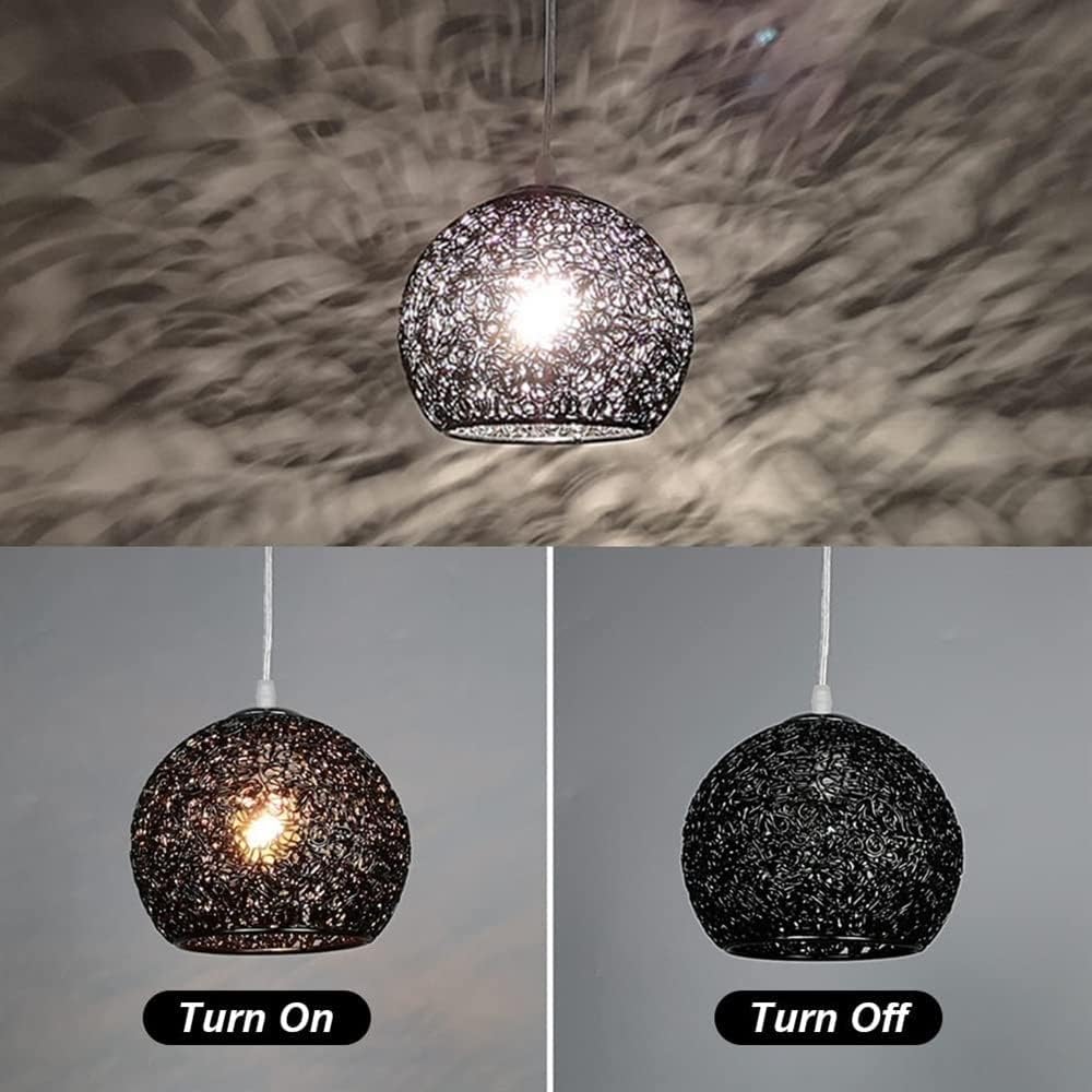 Chandelier Light for Living Room LED Chandelier Aluminum Wire Globe Lampshade Fixture Nordic Decor Hanging Light for Kitchen Island Dining Room Living Room Hallway (Black)