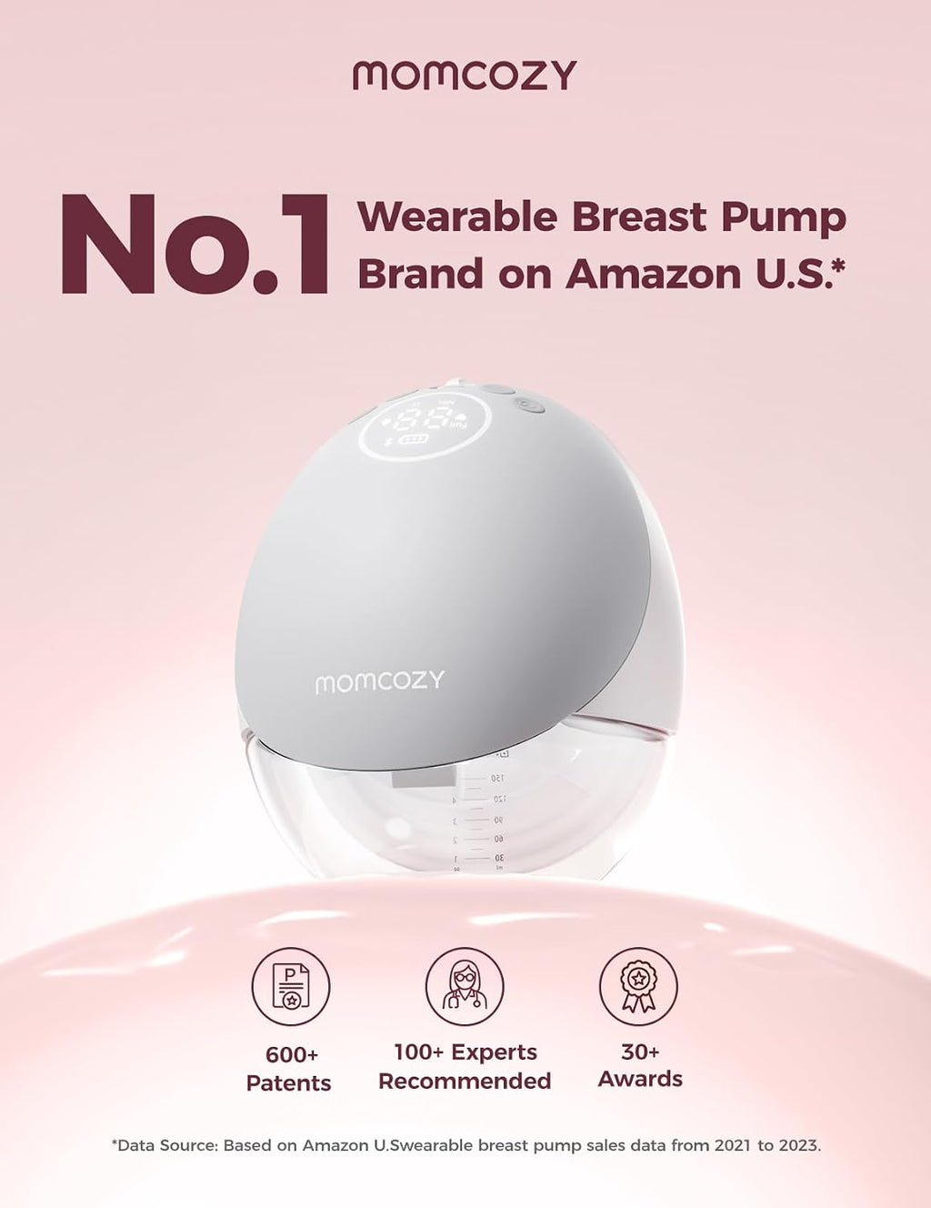 Momcozy Breast Pump Hands Free Upgraded Mobile Flow | M9, App Discreet Control with Personalized Multi-Modes & 15 Levels, Wearable Breast Pump 24mm, 2 Pack Gray