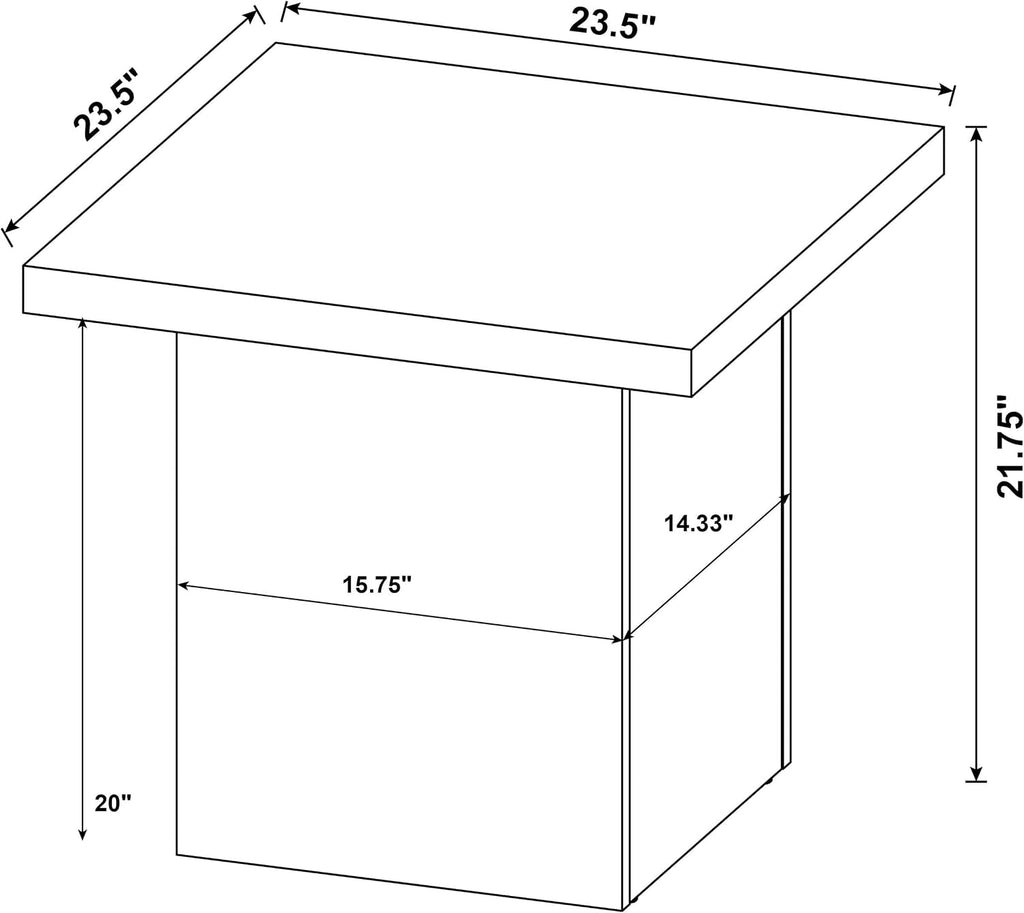 Coaster Home Furnishings - Devar - Wood - Square End Table with Thick Top, Plinth Base, Scratch Resistance and Blocky Frame - Living Room - 23.5-Inch - Black - 706277