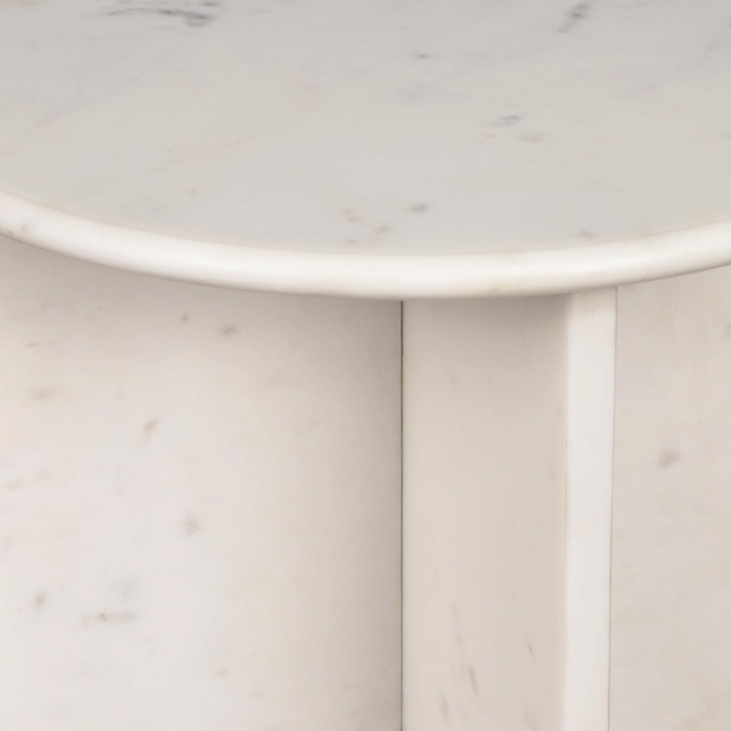 JONATHAN Y MTB1103A Javier 17.75' Contemporary Natural Marble Handmade X-Shaped End Table for Living Room, Bedroom, Bathroom, White