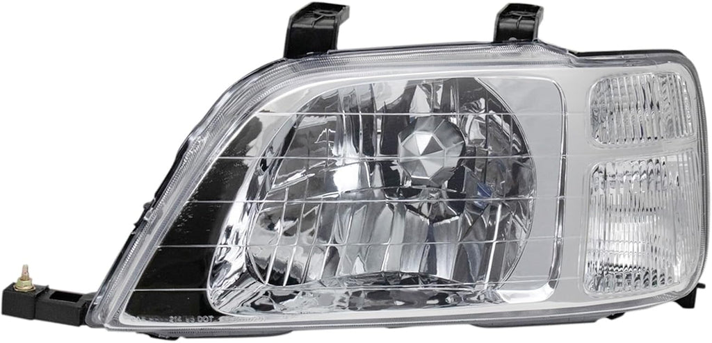 TRQ 2 Piece Headlight Assembly Set Chrome Bezel Driver & Passenger Side Compatible with Honda CR-V 1997-2001 HO2502112 HO2503112 33101S10A01 33151S10A01