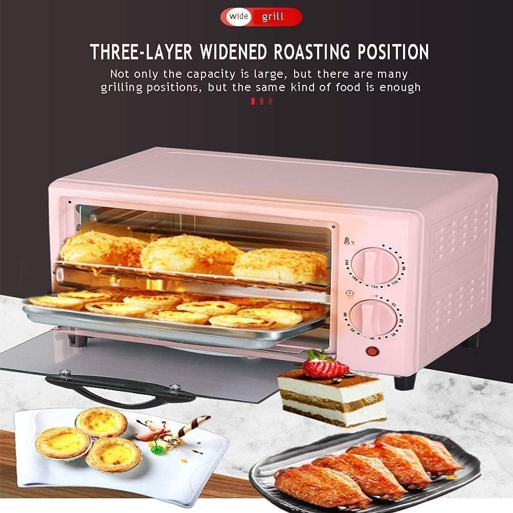 12L Pink Mini Oven Air Fryer - Multi-Function Convection Toaster Oven, Electric Countertop Kitchen Appliance, Perfect for Baking, Roasting & Air Frying