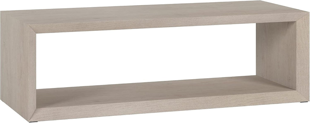 Henn&Hart 58' Rectangular Coffee Table with Open Storage Shelf for Living Room, Family Room, or Office, Beech White