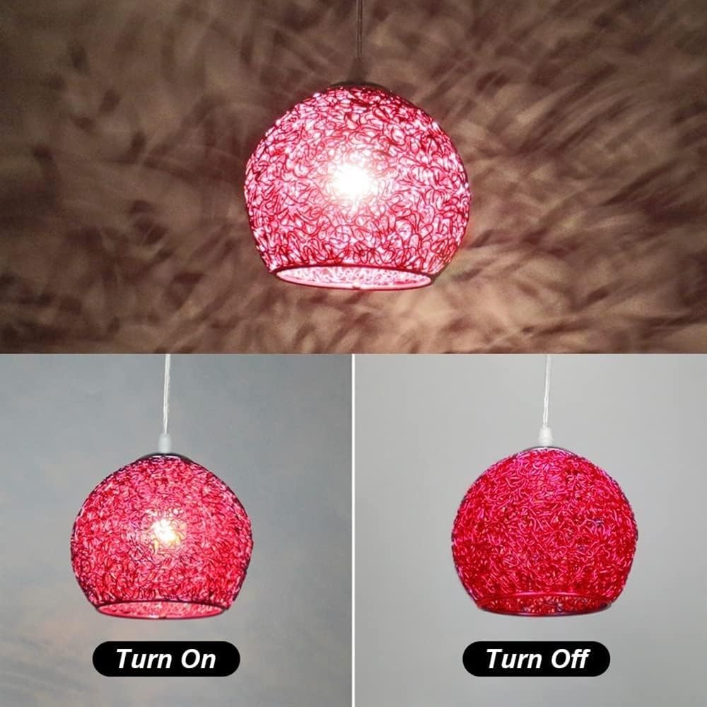 Chandelier Light for Living Room LED Chandelier Aluminum Wire Globe Lampshade Fixture Nordic Decor Hanging Light for Kitchen Island Dining Room Living Room Hallway (Red)