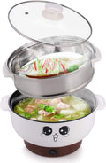 110V Multifunction Electric Skillet With lid,Non-Stick Mini Grill Pot & Wok & Stockpot,Suitable for Cook Rice Stew Soup Steamed Fish Boiled Egg Fried Steak. (3.6 L, with Steamer)