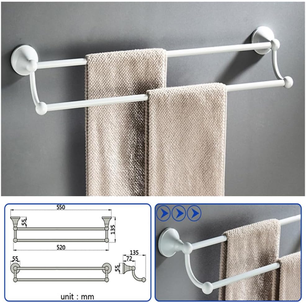 White Bathroom Hardware Accessories Brass Double Bath Towel Bar Toilet Brush Shelf Set WC Paper Roll Holder Shower Soap Dish,Double Towel Bar