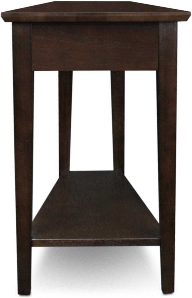 Leick Home Teegan End Table, Solid Wood, Wedge Shape, with Shelf, for Living Room and Small Spaces, Chocolate Oak, 10074-CH