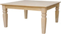 International Concepts, 18'H Java Square Coffee Table, Farmhouse, Living Room Furniture, Sturdy Solid Parawood, Paint or Stain in Any Color, Easy Assembly, Unfinished