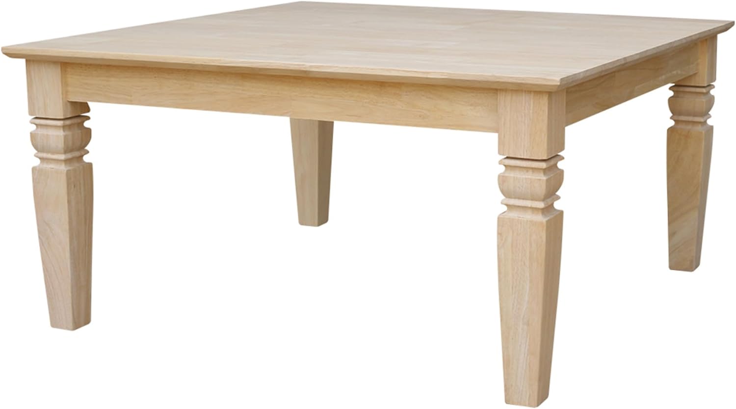 International Concepts, 18'H Java Square Coffee Table, Farmhouse, Living Room Furniture, Sturdy Solid Parawood, Paint or Stain in Any Color, Easy Assembly, Unfinished