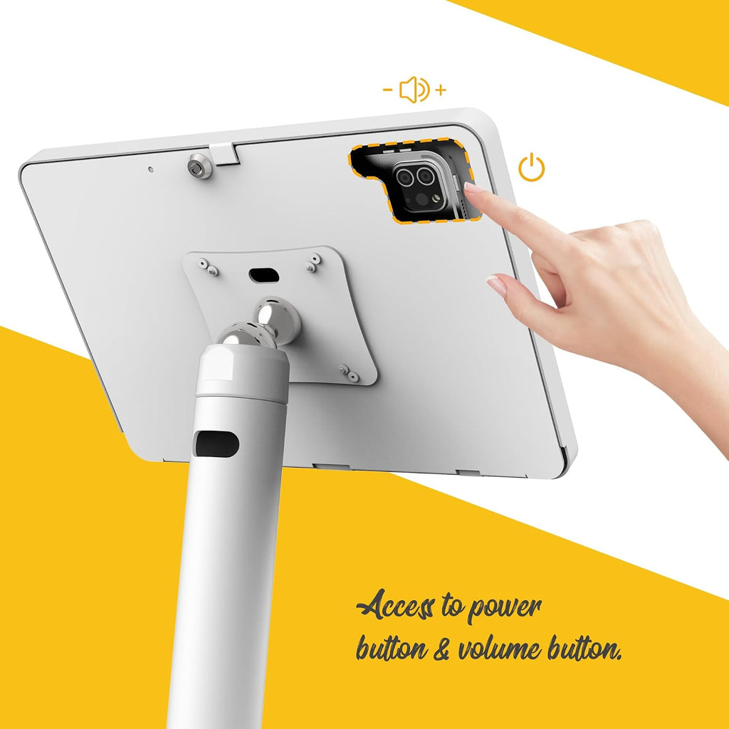 Tablet Kiosk Floor Stand, All Metal Rotate Lockable - Compatible with 10.9' iPad 10th, Pro 11' 1 2 3 4, Air 4 5, Air 11'(M2/M3/M4), iPad 11'(A16) - BSF301WA